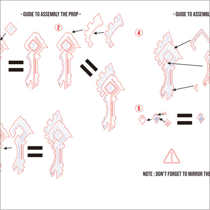 Prop Pattern: Fang of the Mountain King from Genshin Impact Cosplay Template Blueprint PDF
