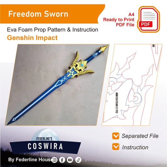 Prop Pattern: Freedom-Sworn from Genshin Impact Cosplay Template Blueprint PDF
