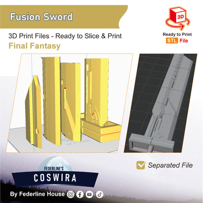 Prop Pattern: Fusion Sword 3D from Final Fantasy Cosplay Template Blueprint PDF

