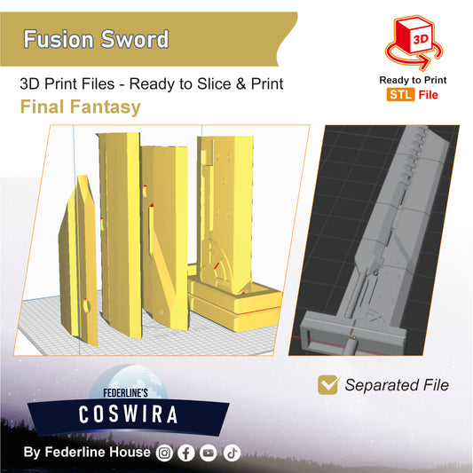 Prop Pattern: Fusion Sword 3D from Final Fantasy Cosplay Template Blueprint PDF
