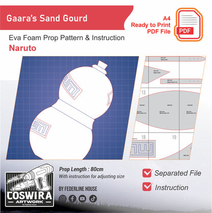 Prop Pattern: Gaara Gourd from Naruto Cosplay Template Blueprint PDF