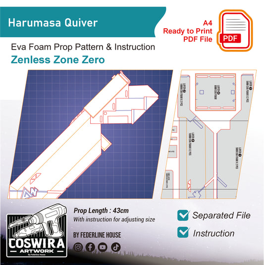 Prop Pattern: Harumasa Quiver from Zenless Zone Zero Cosplay Template Blueprint PDF
