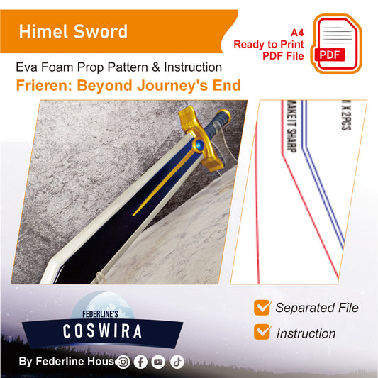 Prop Pattern: Himmel Sword from Sousou no Frieren Cosplay Template Blueprint PDF