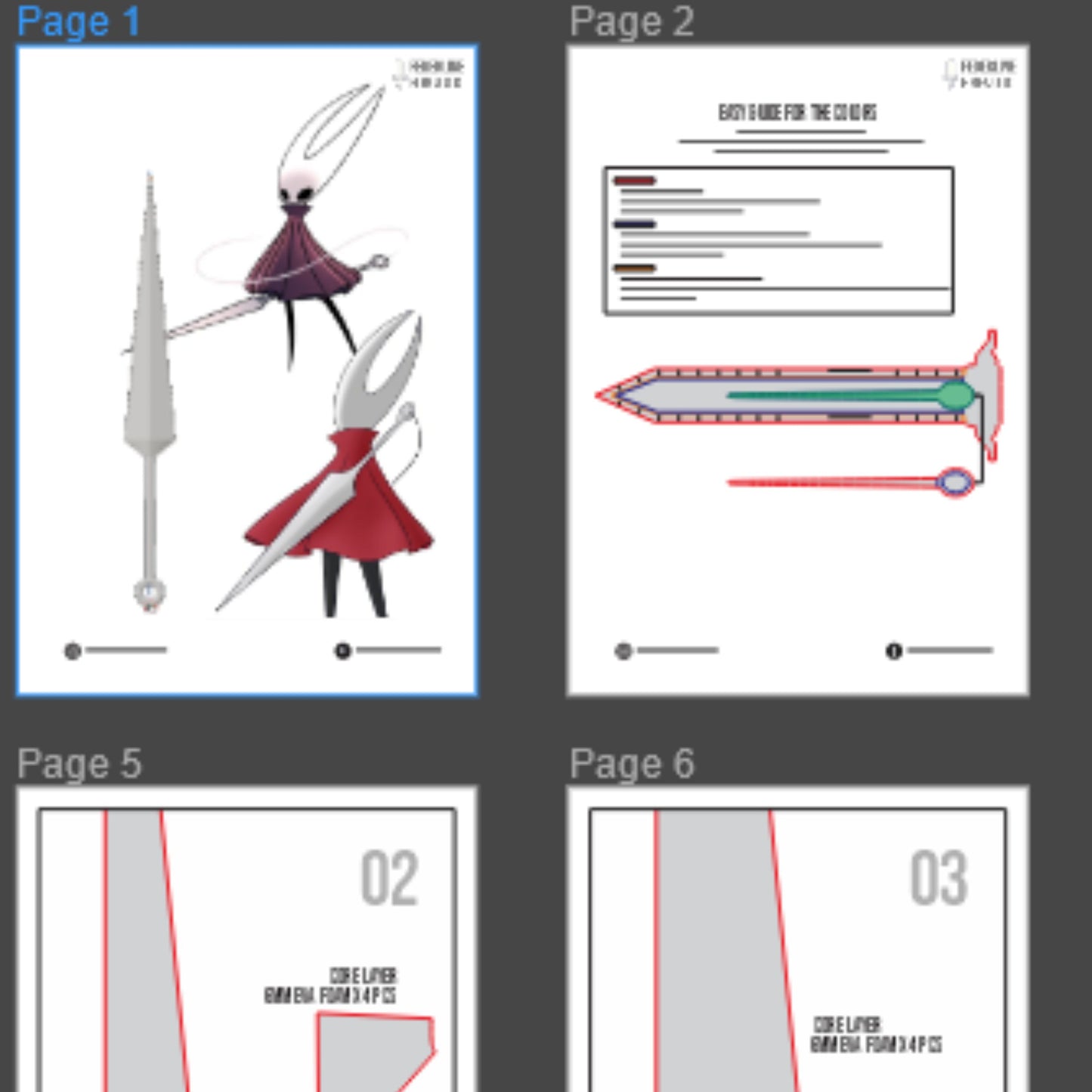 Prop Pattern: Hornet Needle from Hollow Knight Cosplay Template Blueprint PDF