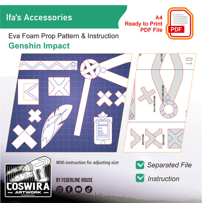 Prop Pattern: Ifa's Accessories from Genshin Impact Cosplay Template Blueprint PDF

