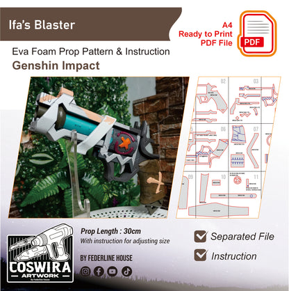 Prop Pattern: Ifa's Gun from Genshin Impact Cosplay Template Blueprint PDF