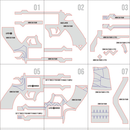 Prop Pattern: Ifa's Gun from Genshin Impact Cosplay Template Blueprint PDF