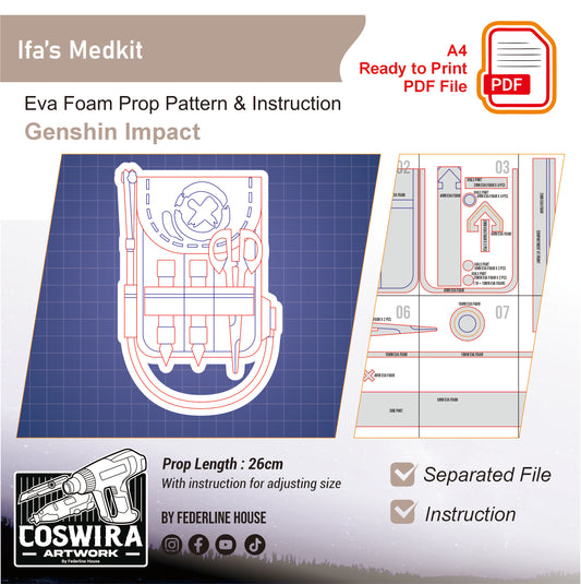 Prop Pattern: Ifa's Medkit from Genshin Impact Cosplay Template Blueprint PDF