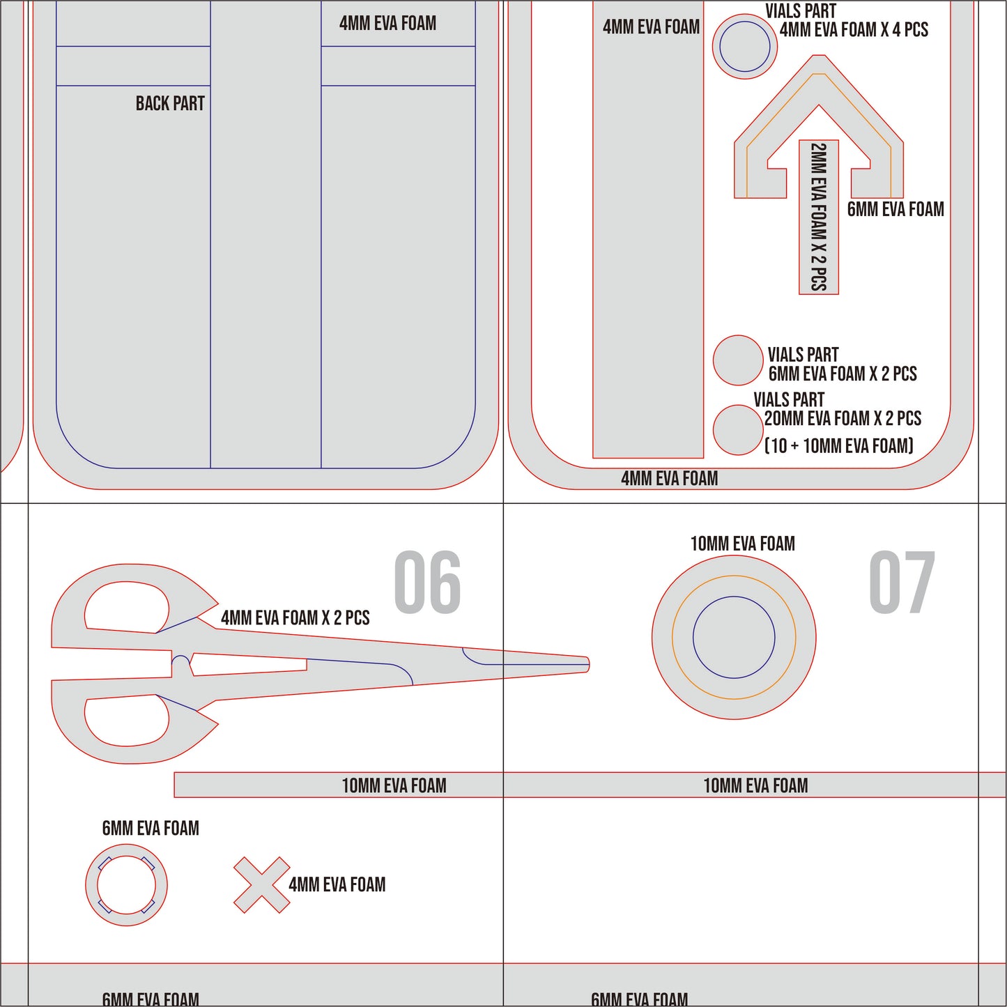 Prop Pattern: Ifa's Medkit from Genshin Impact Cosplay Template Blueprint PDF