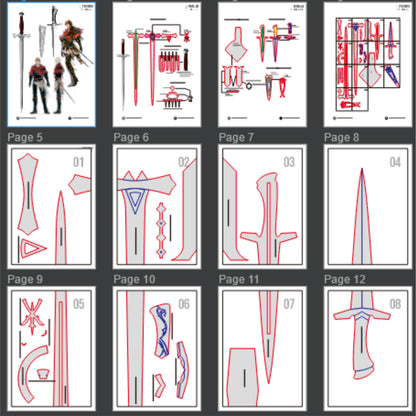 Prop Pattern: Joshua Rosfield Sword and Dagger from Final Fantasy XVI Cosplay Template Blueprint PDF