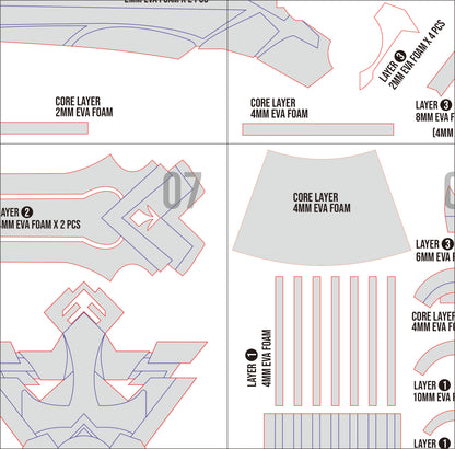 Prop Pattern: Key of Hierophany from Genshin Impact Cosplay Template Blueprint PDF
