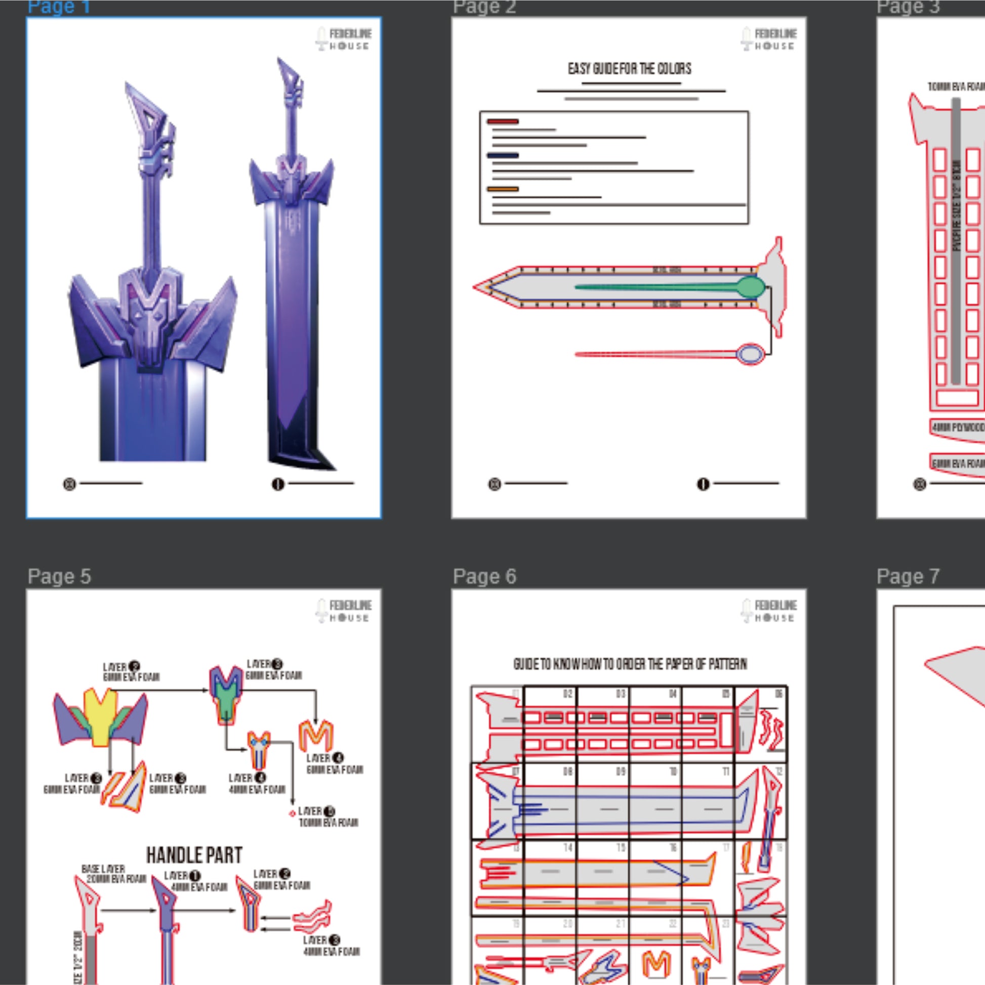 Prop Pattern: Magik's Sword Punkchild from Marvel Rivals Cosplay Template Blueprint PDF

