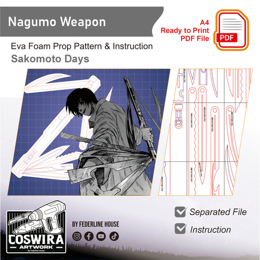 Prop Pattern: Nagumo Weapon Knife from Sakamoto Days Cosplay Template Blueprint PDF