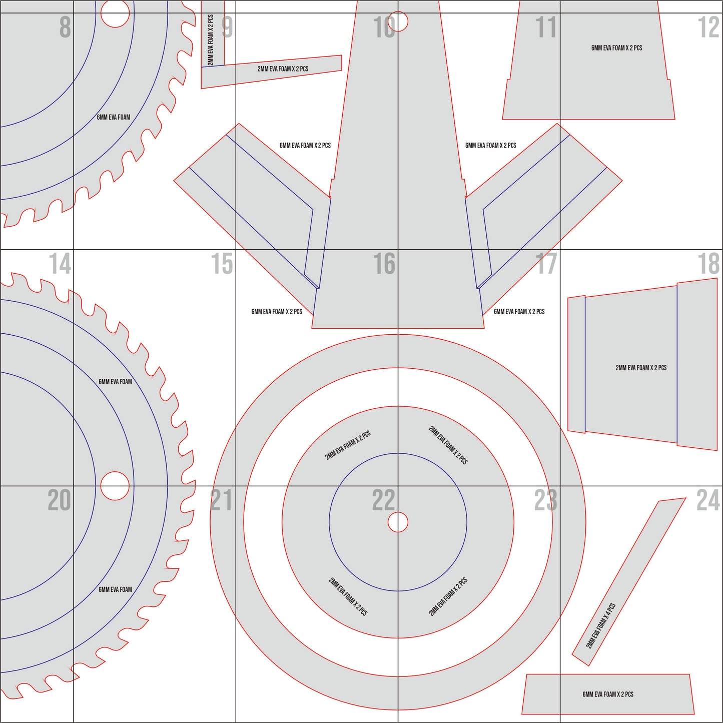 Prop Pattern: Osaragi Chainsaw from Sakamoto Days Cosplay Template Blueprint PDF