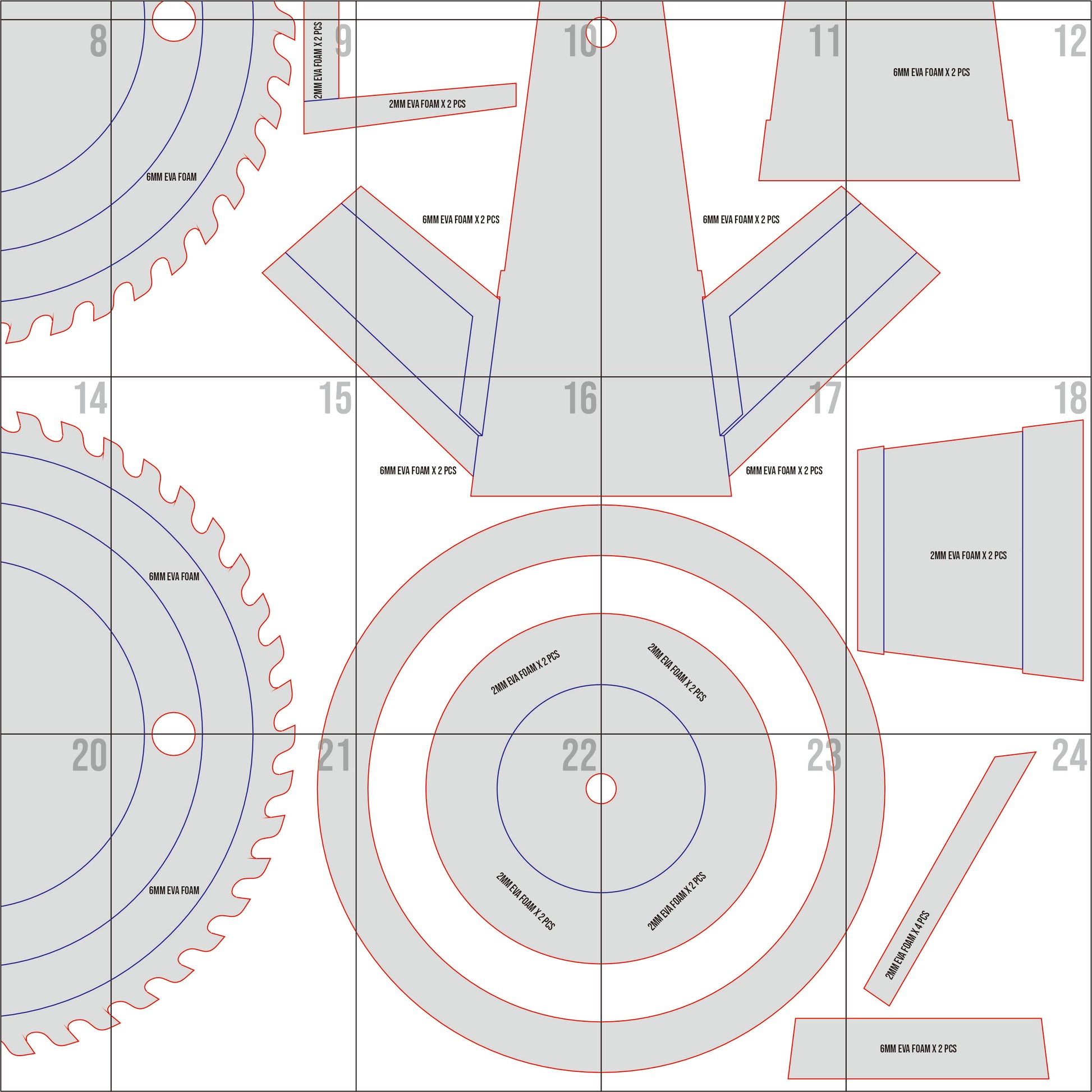 Prop Pattern: Osaragi Chainsaw from Sakamoto Days Cosplay Template Blueprint PDF