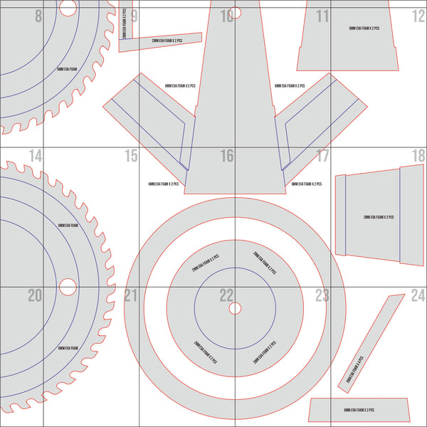 Prop Pattern Osaragi Chainsaw from Sakamoto Days Cosplay Template Blu