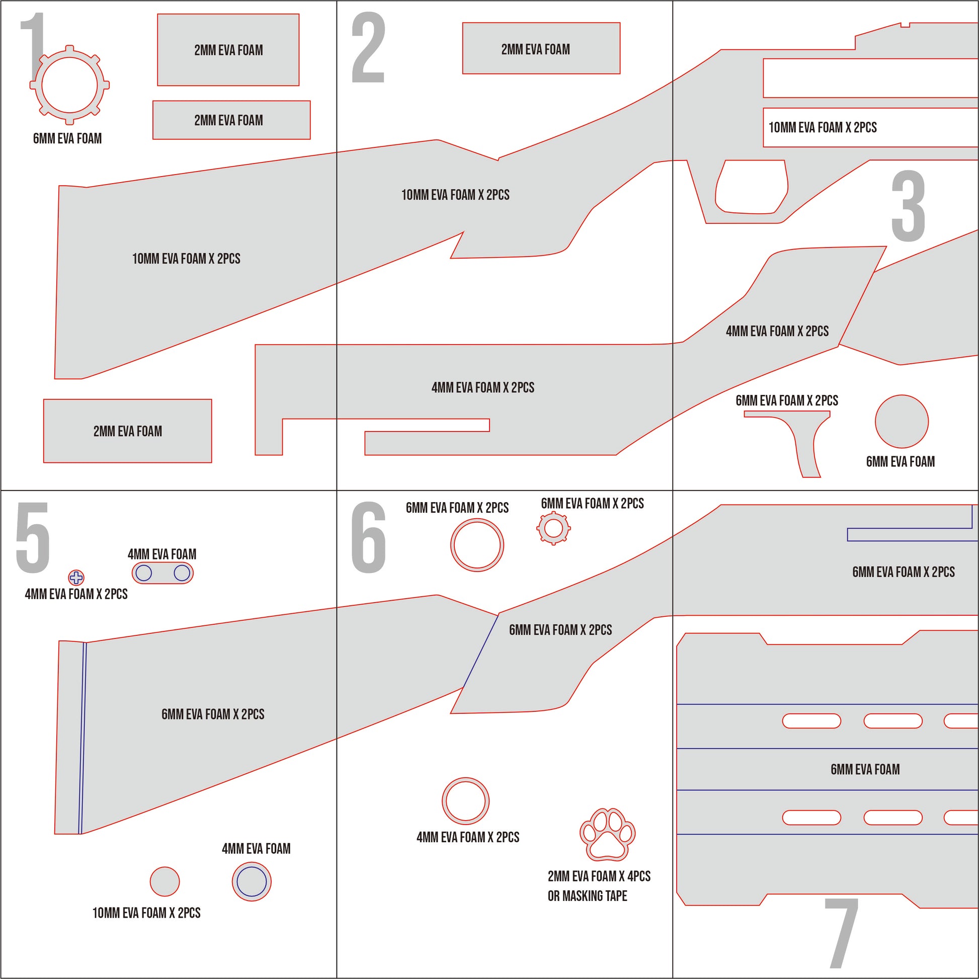 Prop Pattern: Privaty Maid Shotgun from Nikke Goddess of Victory Cosplay Template Blueprint PDF