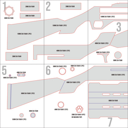 Prop Pattern: Privaty Maid Shotgun from Nikke Goddess of Victory Cosplay Template Blueprint PDF