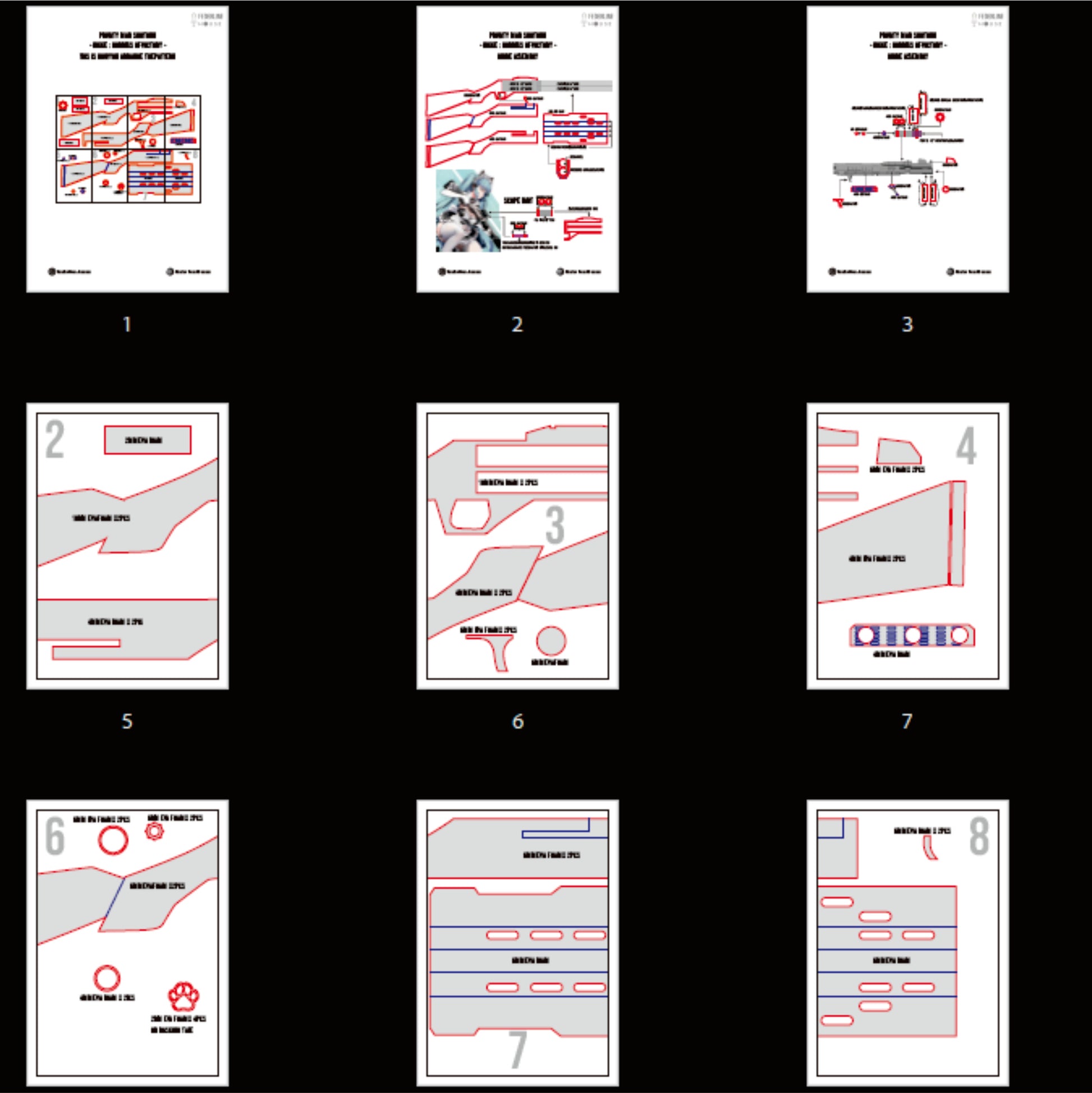 Prop Pattern: Privaty Maid Shotgun from Nikke Goddess of Victory Cosplay Template Blueprint PDF