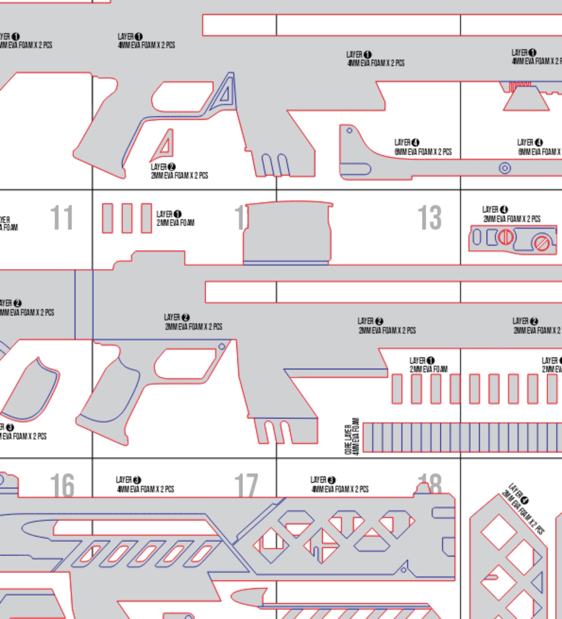 Prop Pattern: Rapi Gun from Nikke Goddess of Victory Cosplay Template Blueprint PDF
