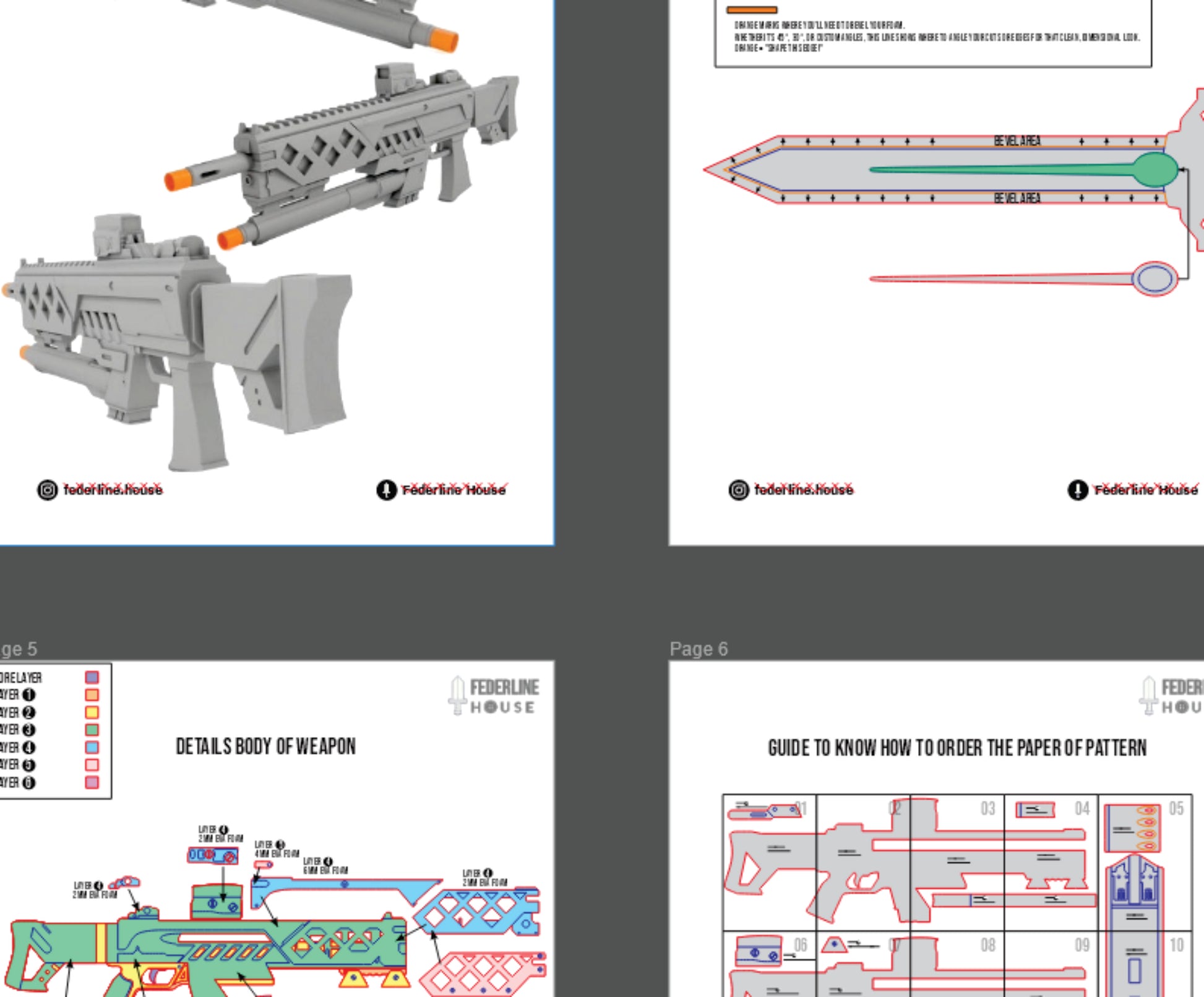 Prop Pattern: Rapi Gun from Nikke Goddess of Victory Cosplay Template Blueprint PDF
