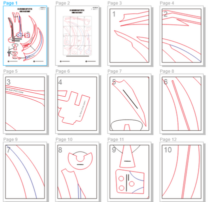 Prop Pattern: Rei Ayanami Scythe from Evangelion Cosplay Template Blueprint PDF
