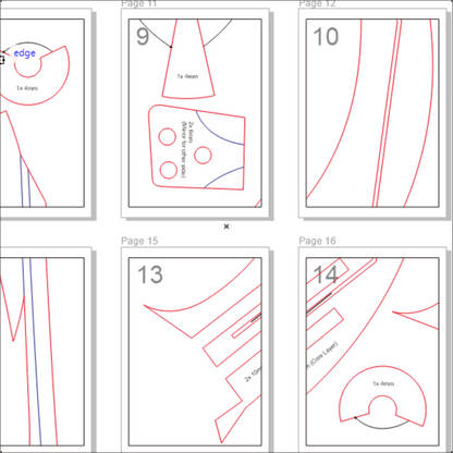 Prop Pattern: Rei Ayanami Scythe from Evangelion Cosplay Template Blueprint PDF
