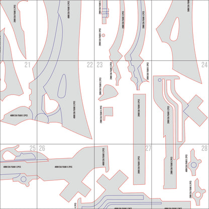 Prop Pattern: Seele Scythe from Honkai Star Rail Cosplay Template Blueprint PDF
