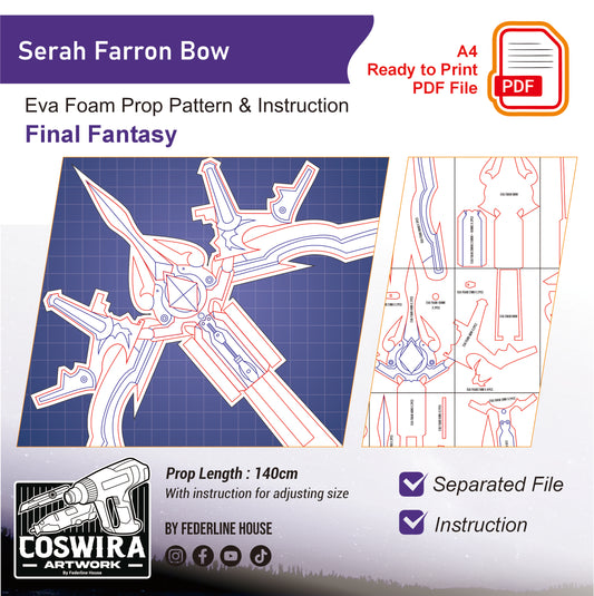 Prop Pattern: Serah Farron Bow from Final Fantasy Cosplay Template Blueprint PDF