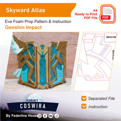 Prop Pattern: Skyward Atlas from Genshin Impact Cosplay Template Blueprint PDF