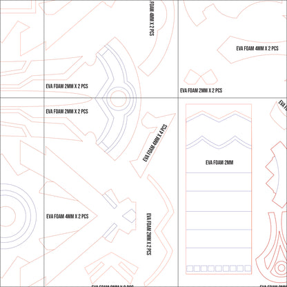 Prop Pattern: Staff of the Scarlet Sands from Genshin Impact Cosplay Template Blueprint PDF
