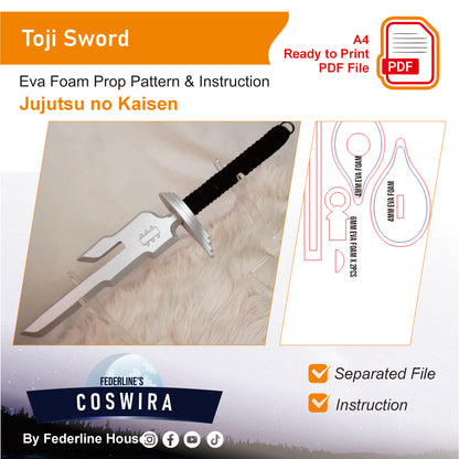 Prop Pattern: Toji Sword from Jujutsu Kaisen Cosplay Template Blueprint PDF