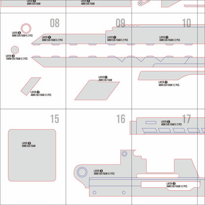 Prop Pattern: Uzi Doorman’s Railgun from Murder Drones Cosplay Template Blueprint PDF