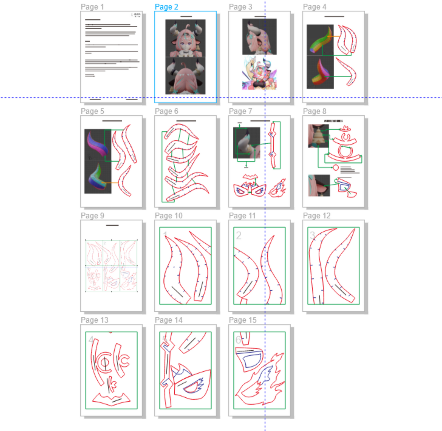 Prop Pattern: Varesa Horn & Accessories from Genshin Impact Cosplay Template Blueprint PDF
