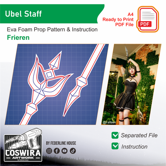 Prop Pattern: Übel Staff from Sousou no Frieren Cosplay Template Blueprint PDF