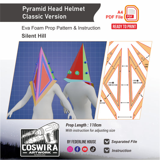 Pyramid Head Helmet Classic Version Prop Pattern Template – EVA Foam Pattern for Cosplay & DIY Builds Inspired by Silent Hill