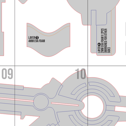 Raising Heart Staff Prop Pattern Template – EVA Foam Pattern for Cosplay and DIY Builds Inspired by Magical Girl Lyrical Nanoha