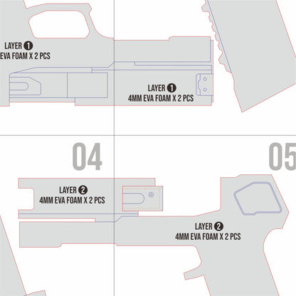 Rebecca Militech M-76e Omaha Pistol Prop Pattern Template – EVA Foam Pattern for Cosplay and DIY Builds Inspired by Cyberpunk 2077
