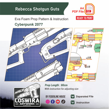 Rebecca Guts Shotgun Prop Pattern Template – EVA Foam Pattern for Cosplay and DIY Builds Inspired by Cyberpunk 2077