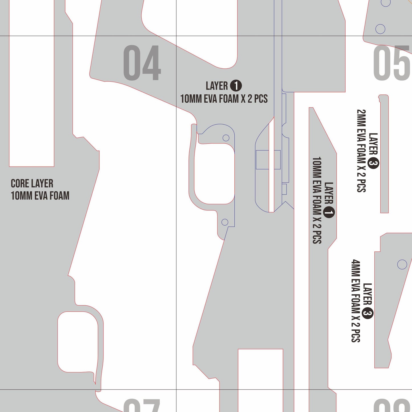Rebecca Guts Shotgun Prop Pattern Template – EVA Foam Pattern for Cosplay and DIY Builds Inspired by Cyberpunk 2077