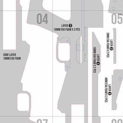 Rebecca Guts Shotgun Prop Pattern Template – EVA Foam Pattern for Cosplay and DIY Builds Inspired by Cyberpunk 2077