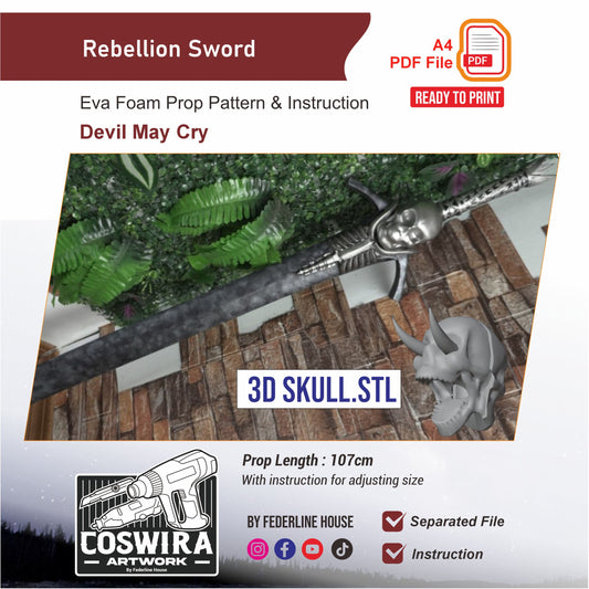 Rebellion Sword Prop Pattern Template – EVA Foam Pattern for Cosplay and DIY Builds Inspired by Devil May Cry