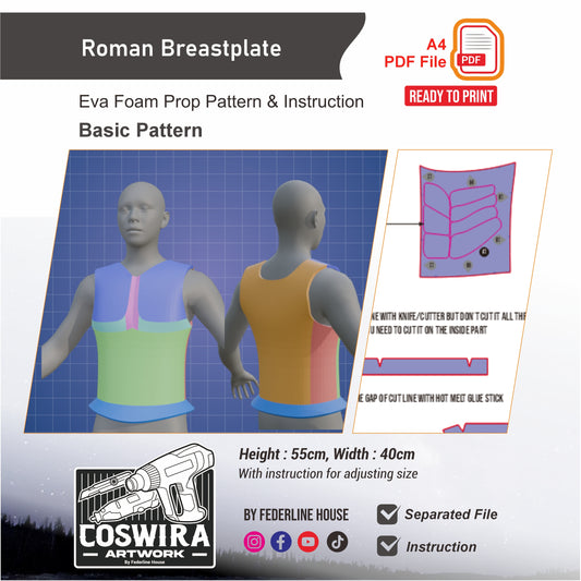 Roman Breastplate Prop Pattern Template – EVA Foam Pattern for Cosplay and DIY Builds Inspired by Historical Roman Armor