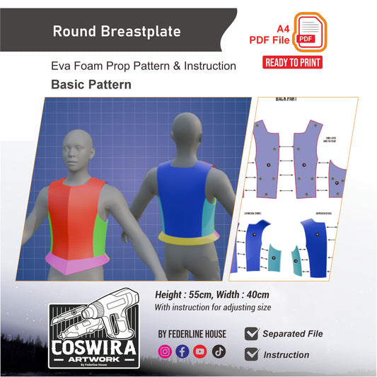 Round Breastplate Prop Pattern Template – EVA Foam Pattern for Cosplay and DIY Builds Inspired by Fantasy Armor