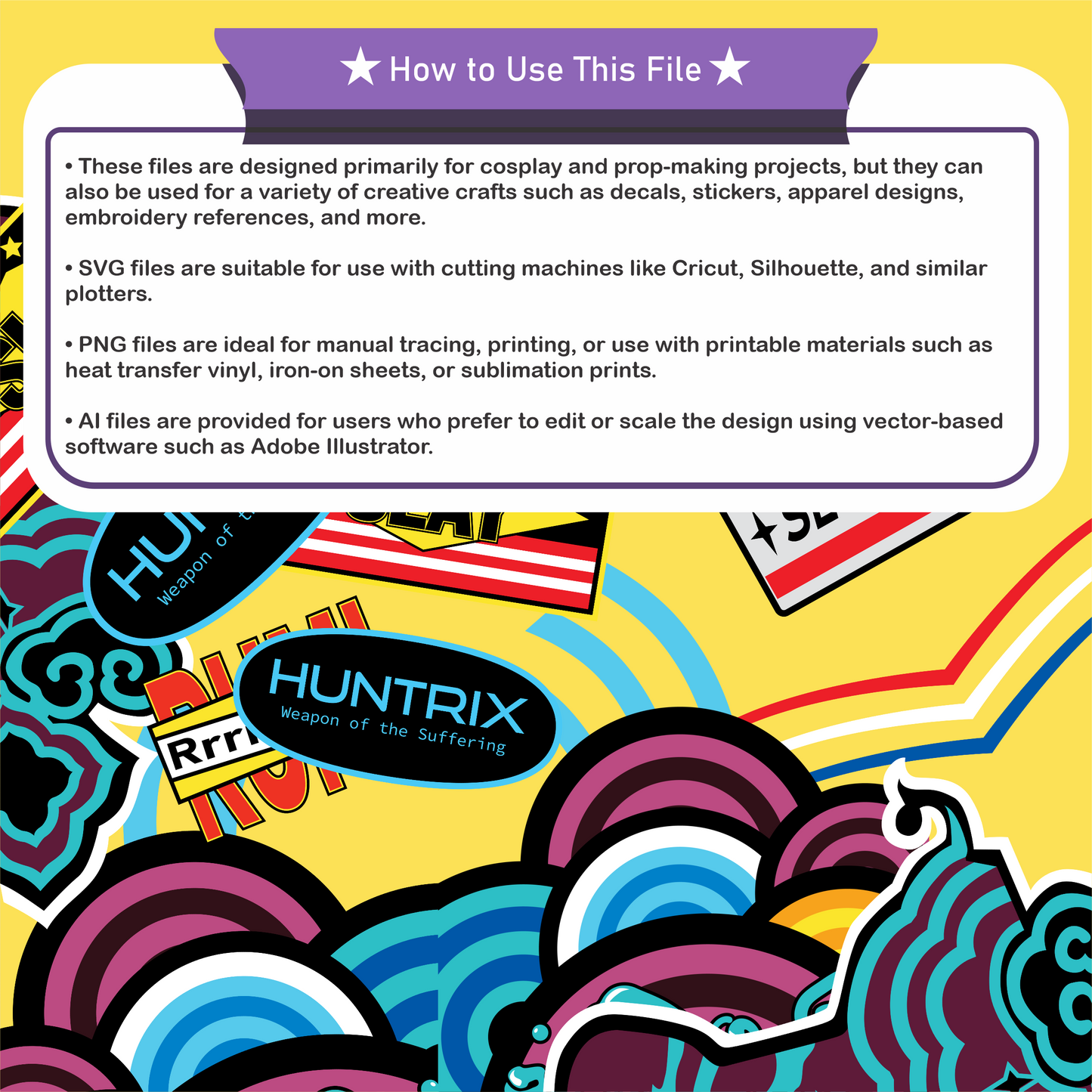 Rumi "How It’s Done" Jacket Patches Design Template – AI, SVG, PNG & JPEG Files for Cosplay and DIY Builds Inspired by Anime Style