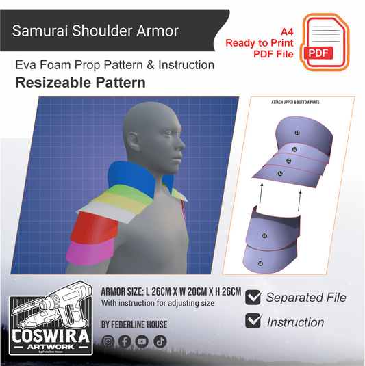 Samurai Shoulder Armor Basic Pattern Template – EVA Foam Pattern for Cosplay & DIY Builds