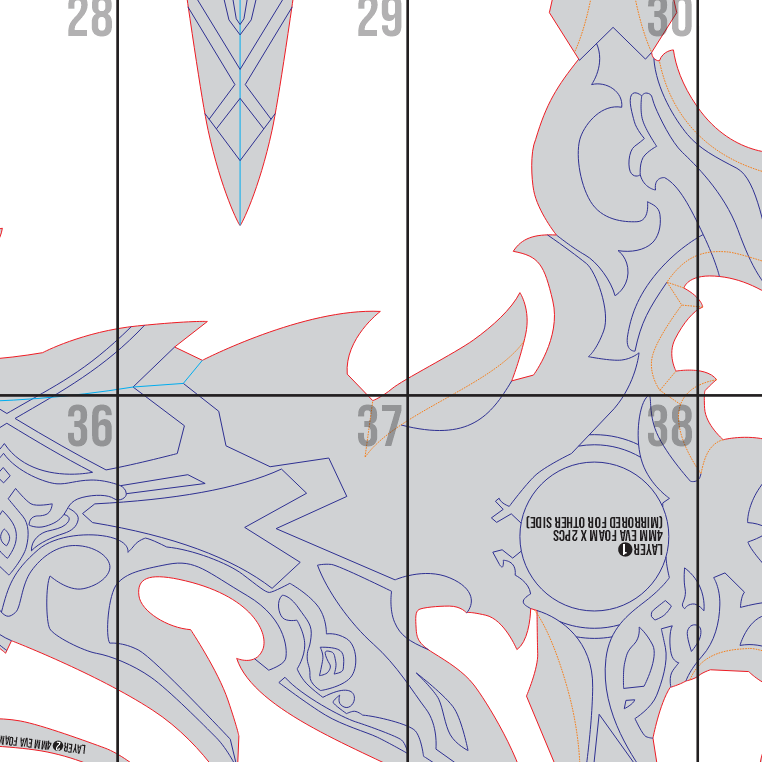 Sanguine Gaze Union Prop Pattern Template – EVA Foam Cosplay PDF Inspired by Honkai Impact 3rd