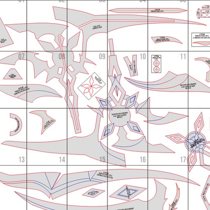 Scythe Alpha Crimson Moon’s Semblance Prop Pattern Template – EVA Foam Pattern for Cosplay & DIY Builds Inspired by Genshin Impact