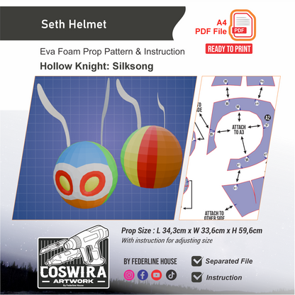 Seth Helmet Cosplay Prop Pattern – EVA Foam Template Inspired by Hollow Knight
