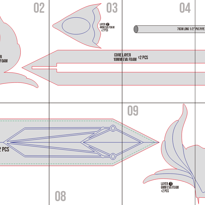 She-Ra Sword Prop Pattern Template – EVA Foam Pattern for Cosplay & DIY Builds Inspired by She-Ra and the Princesses of Power